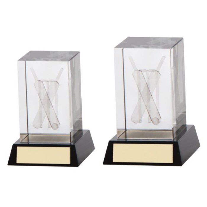 Conquest Cricket 3D Crystal Award - 2 Sizes - 90MM - 100MM